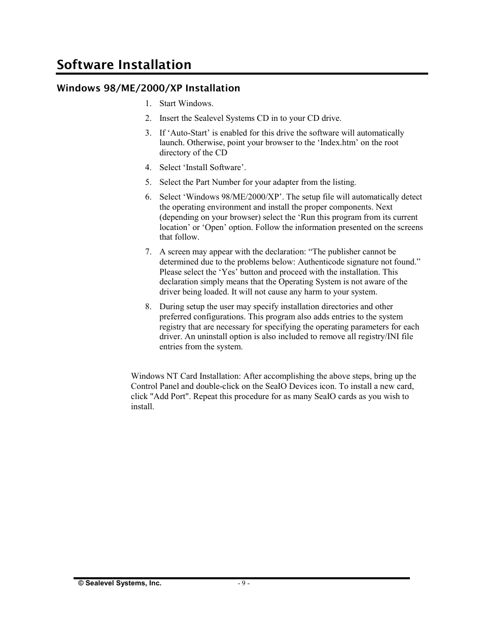 Software installation | Impulse 7106 User Manual | Page 11 / 23