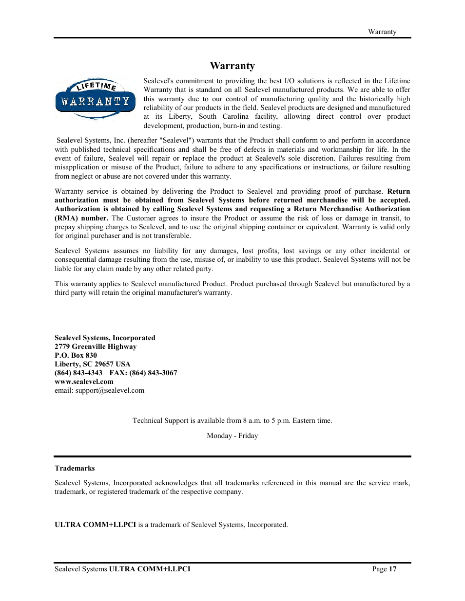 Warranty | Impulse 7108 User Manual | Page 19 / 19