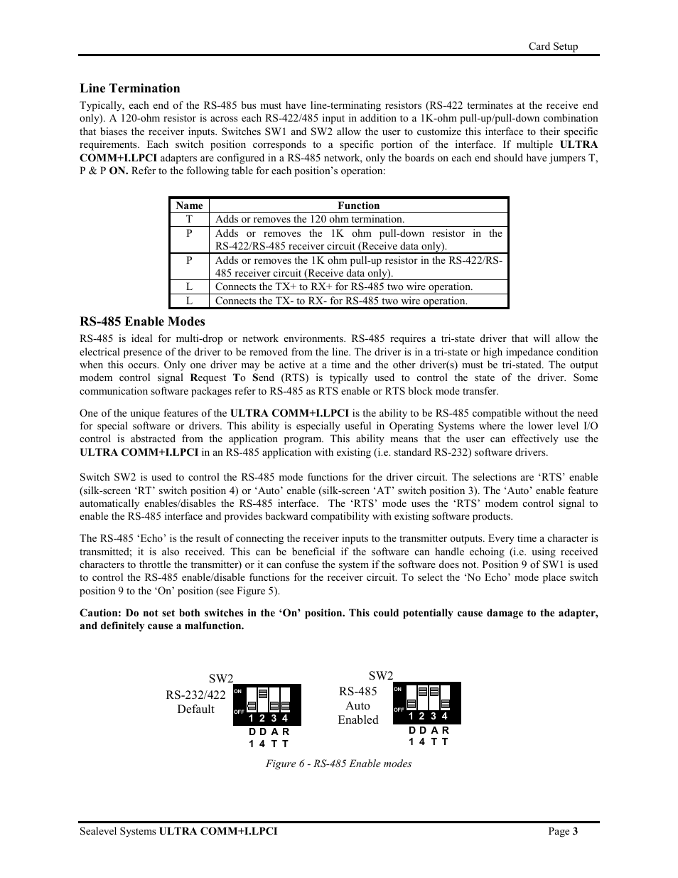 Line termination, Rs-485 enable modes | Impulse 7108 User Manual | Page 5 / 19