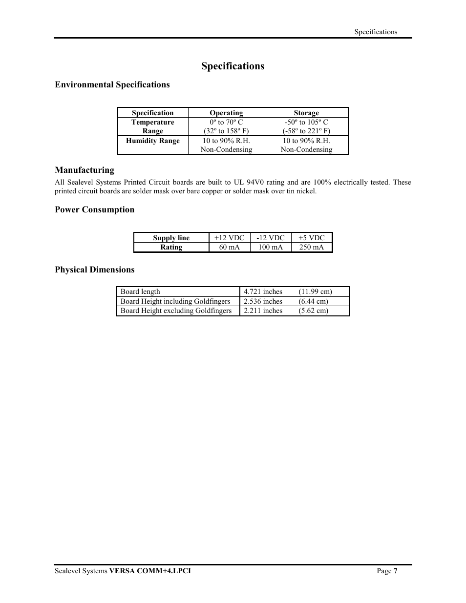 Specifications | Impulse 7406 User Manual | Page 9 / 16