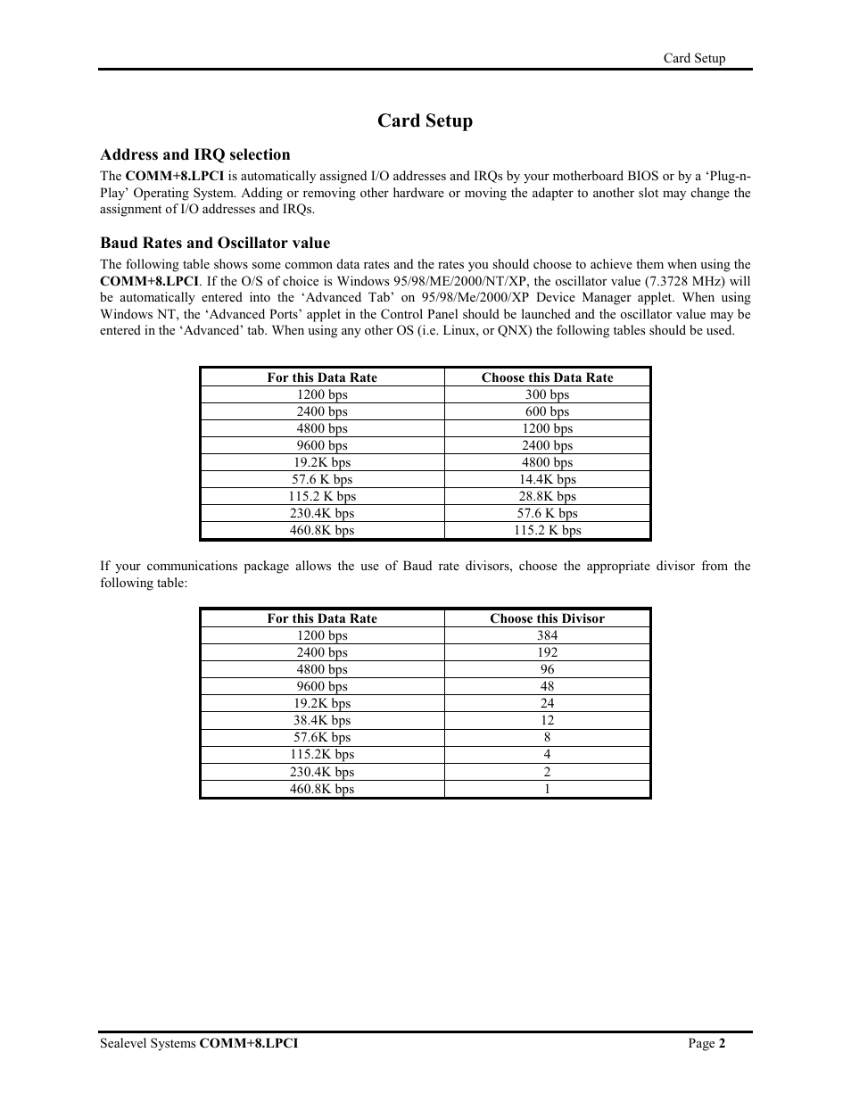 Card setup | Impulse 7803 User Manual | Page 4 / 14