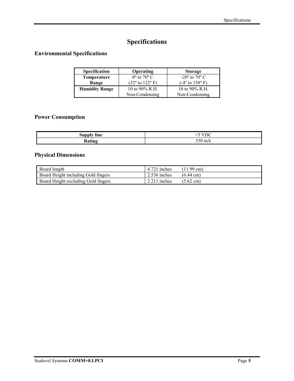 Specifications | Impulse 7803 User Manual | Page 7 / 14