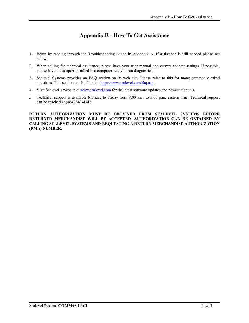 Appendix b - how to get assistance | Impulse 7803 User Manual | Page 9 / 14