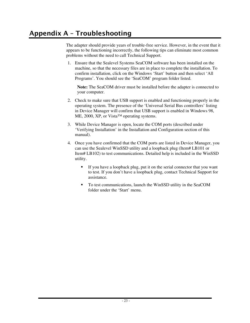 Appendix a – troubleshooting | Impulse 7205e User Manual | Page 25 / 33