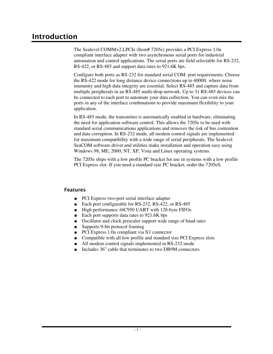 Introduction, Features | Impulse 7205e User Manual | Page 3 / 33