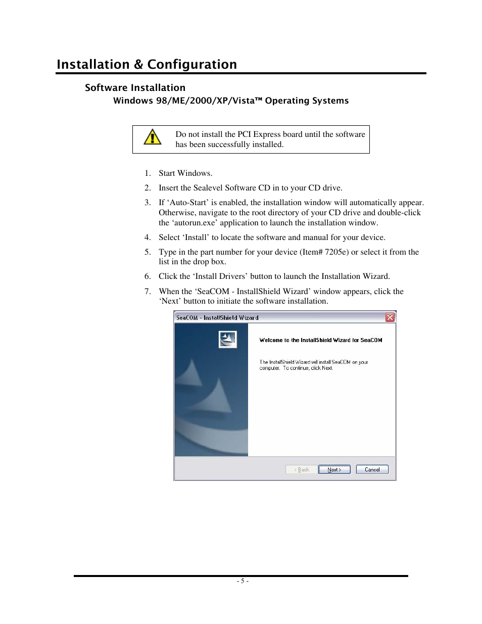 Installation & configuration, Software installation, Oftware | Nstallation | Impulse 7205e User Manual | Page 7 / 33