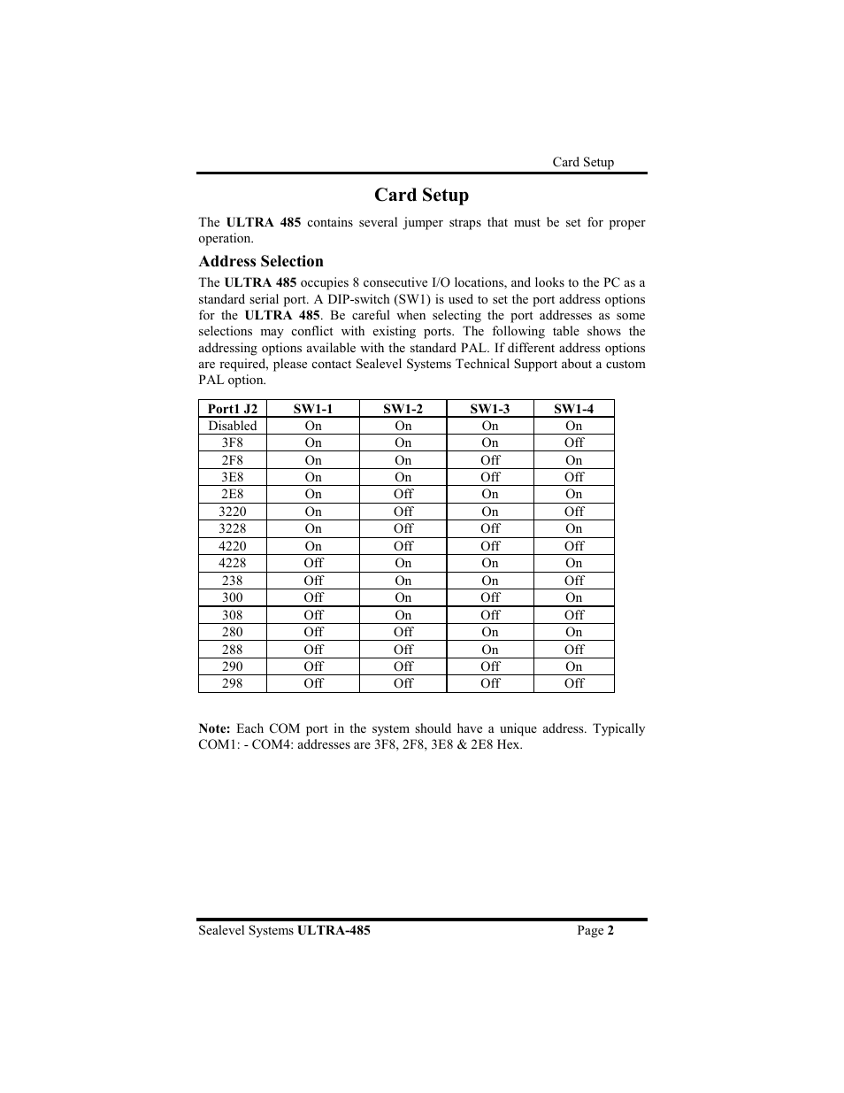 Card setup | Impulse 3055 User Manual | Page 5 / 24