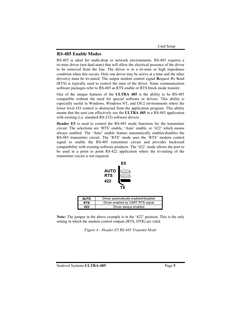 Rs-485 enable modes | Impulse 3055 User Manual | Page 8 / 24