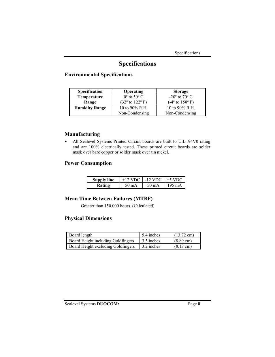 Specifications | Impulse 3088 User Manual | Page 11 / 20