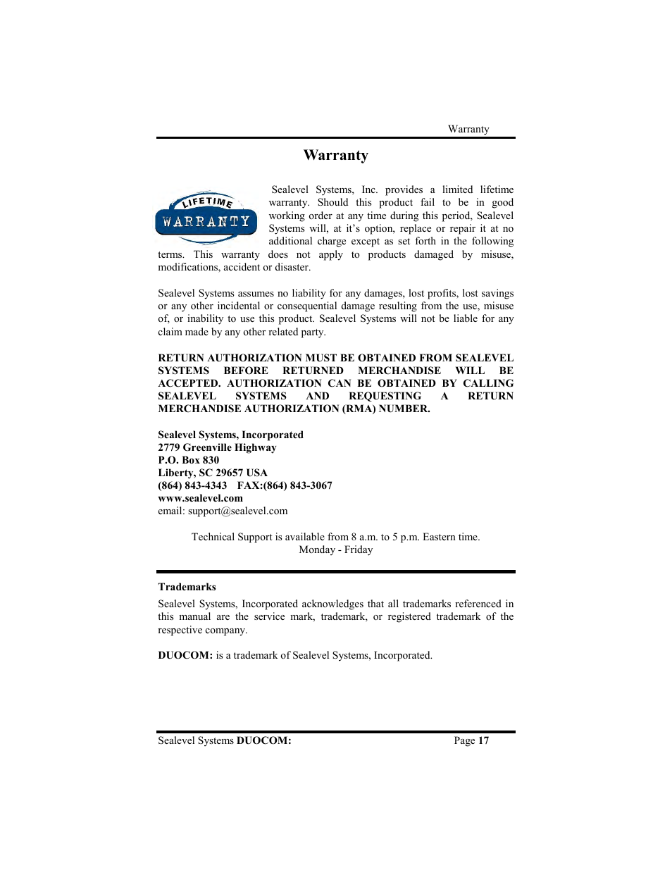 Warranty | Impulse 3088 User Manual | Page 20 / 20