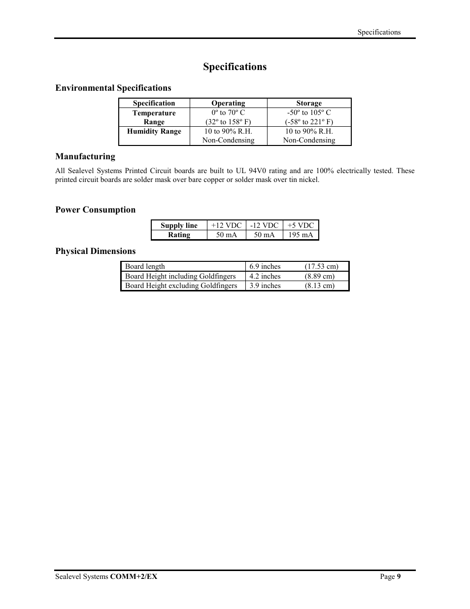 Specifications | Impulse 3087 User Manual | Page 12 / 19