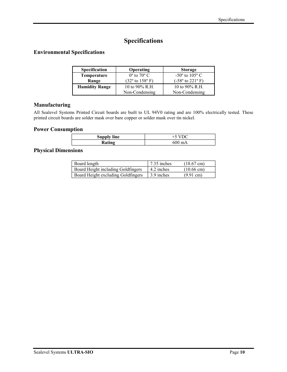 Specifications | Impulse 3189 User Manual | Page 13 / 21