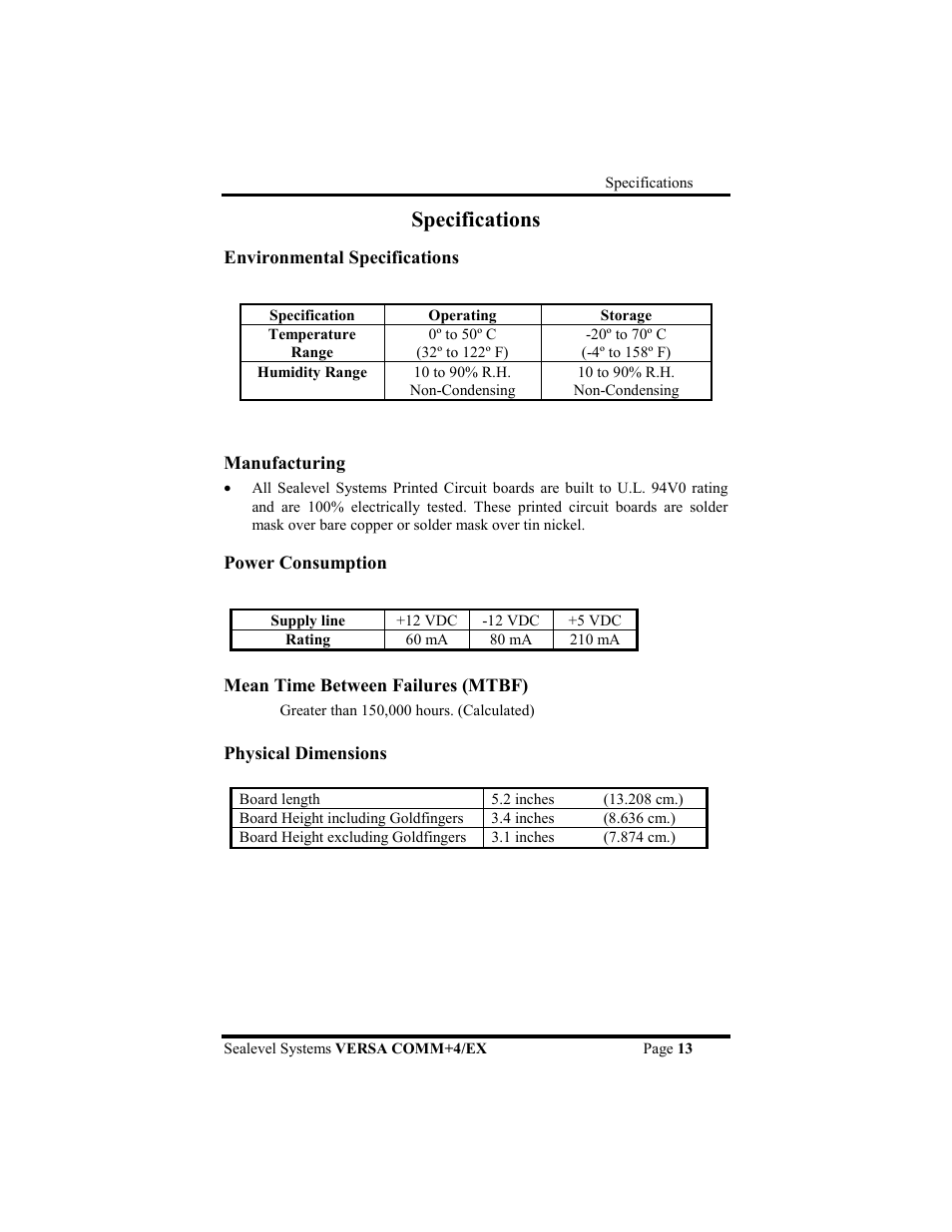 Specifications | Impulse 3405 User Manual | Page 16 / 26