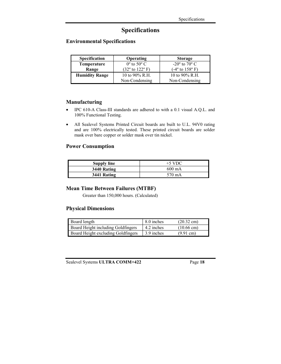 Specifications | Impulse 3440 User Manual | Page 21 / 29