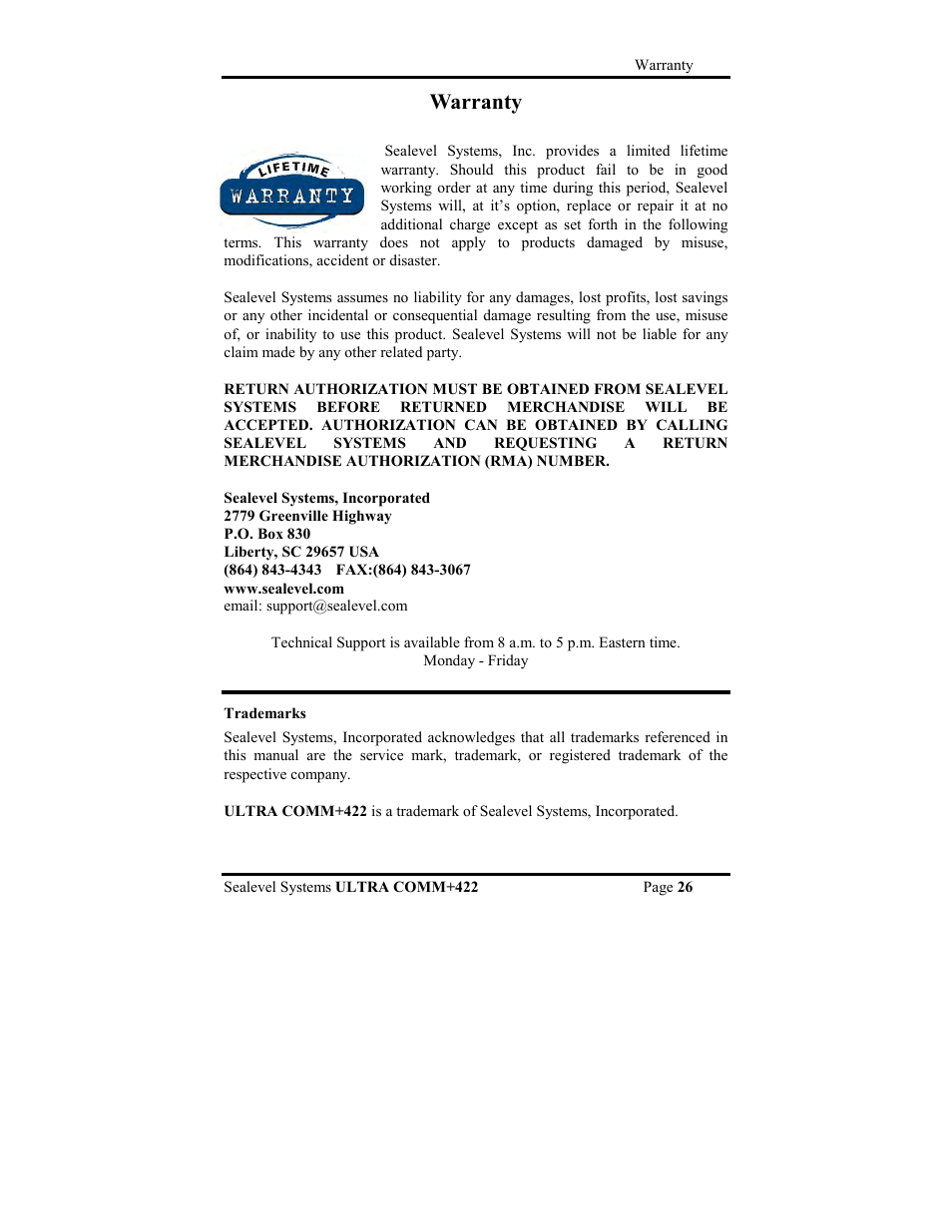 Warranty | Impulse 3440 User Manual | Page 29 / 29