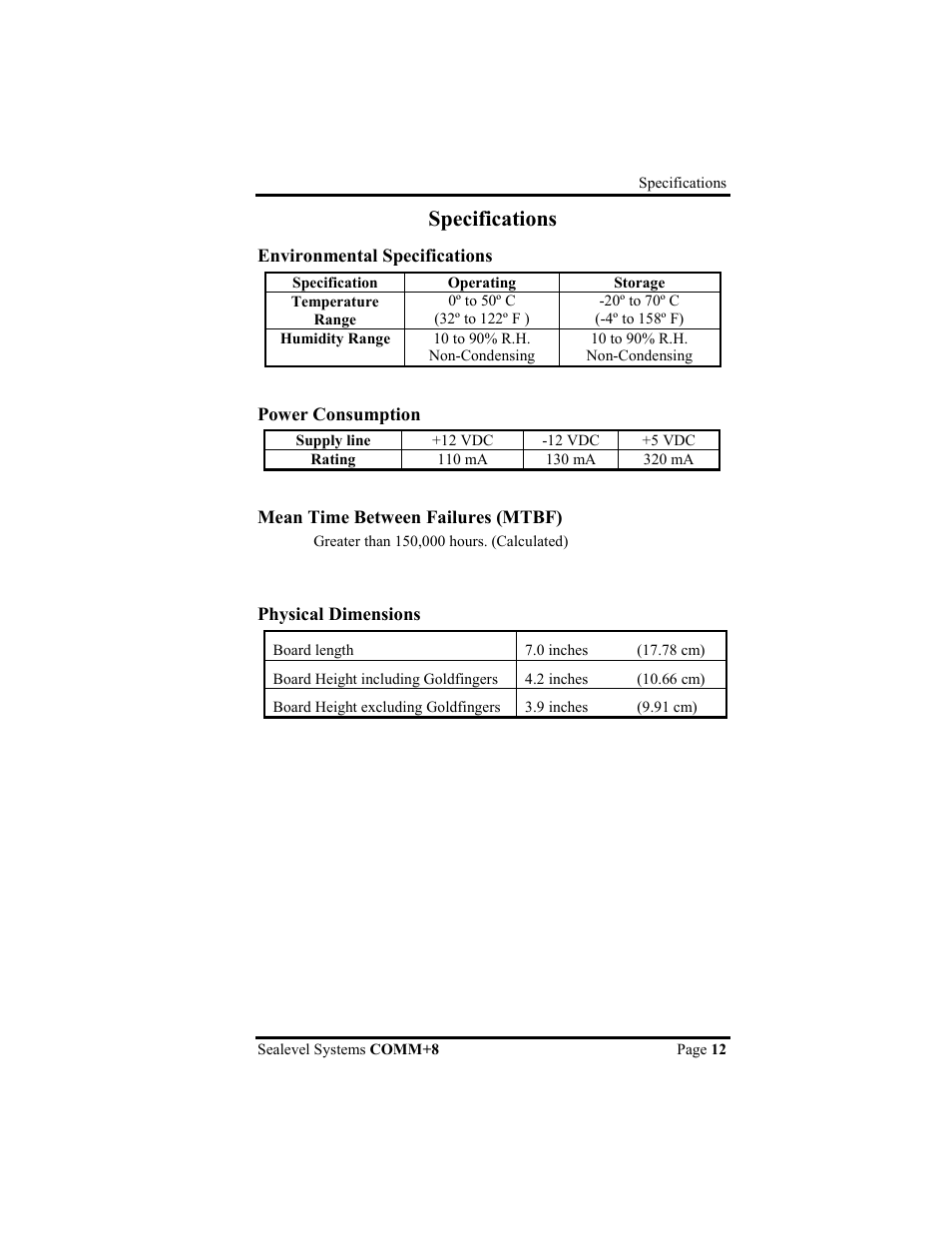 Specifications | Impulse 3420 User Manual | Page 15 / 23