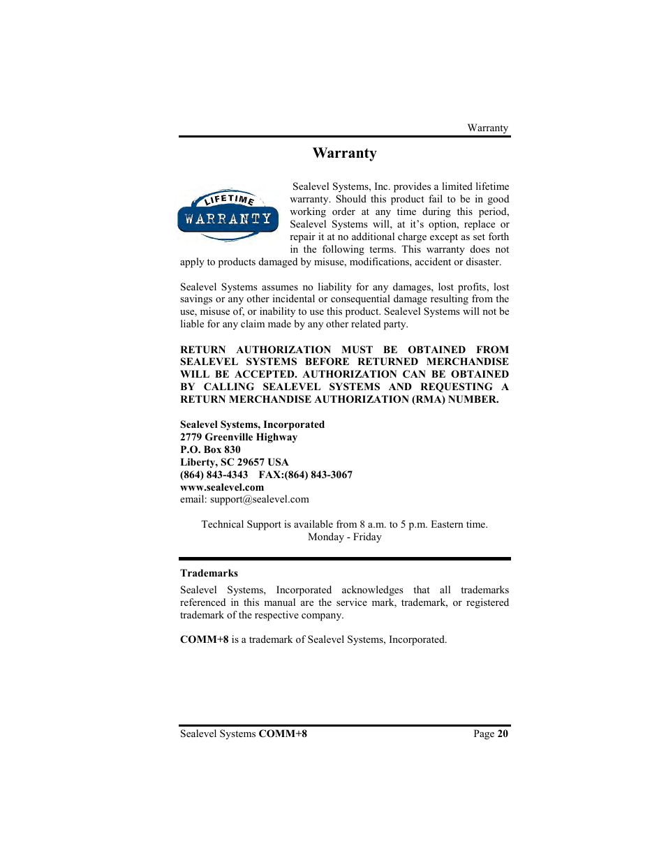 Warranty | Impulse 3420 User Manual | Page 23 / 23