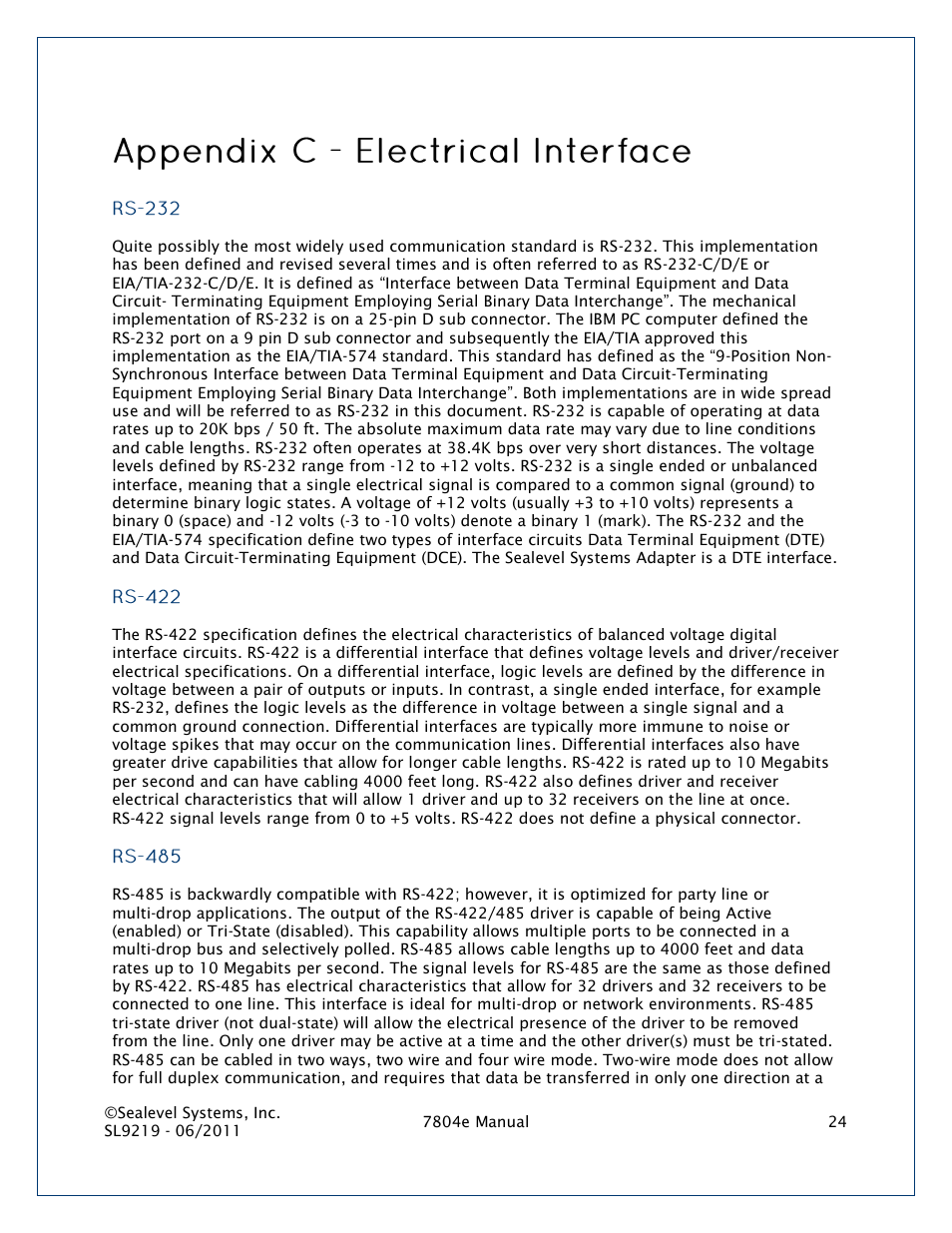 Ppendix, Lectrical, Nterface | Impulse 7804e User Manual | Page 24 / 28