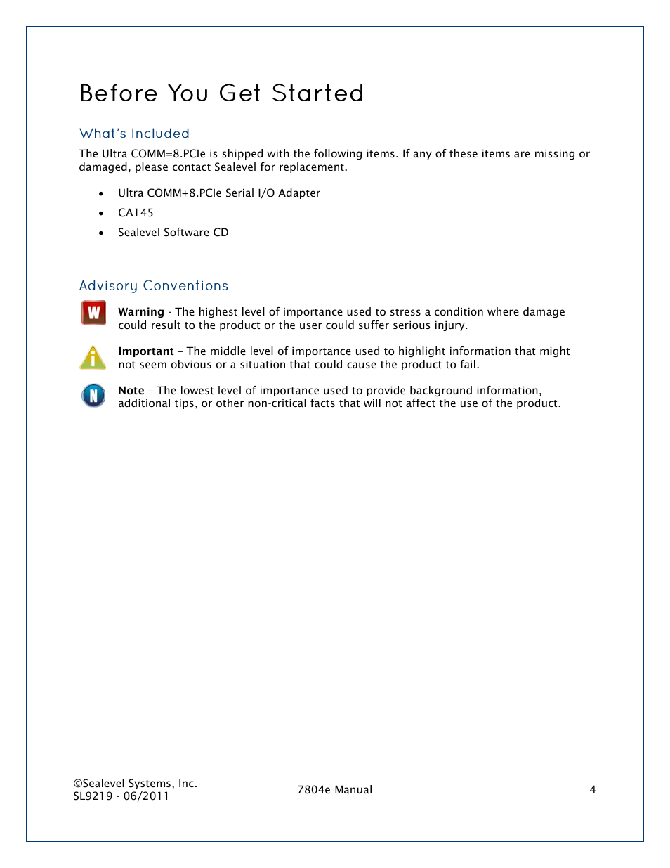 Efore, Tarted | Impulse 7804e User Manual | Page 4 / 28