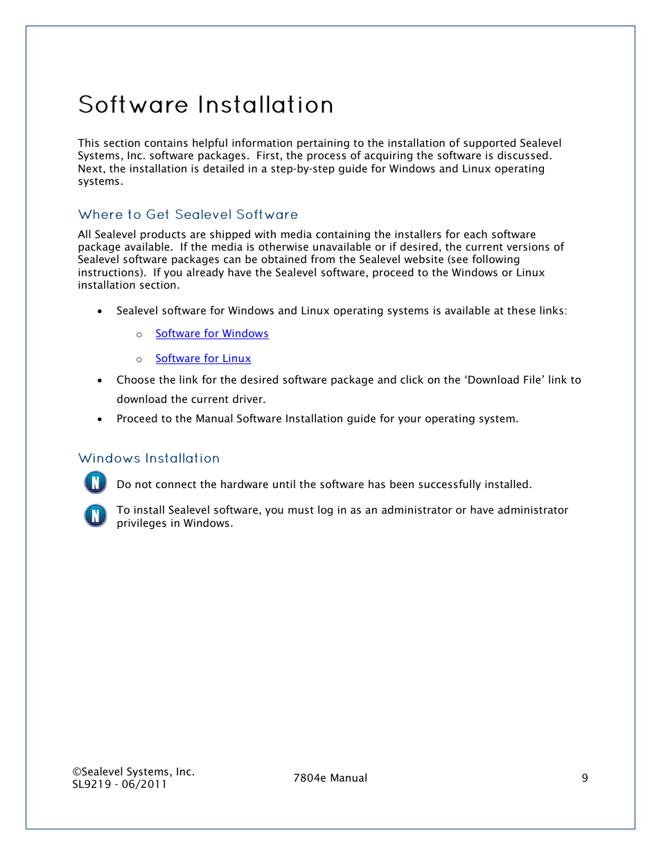 Oftware, Nstallation | Impulse 7804e User Manual | Page 9 / 28