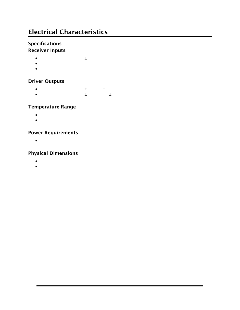 Electrical characteristics | Impulse 3542 User Manual | Page 12 / 18