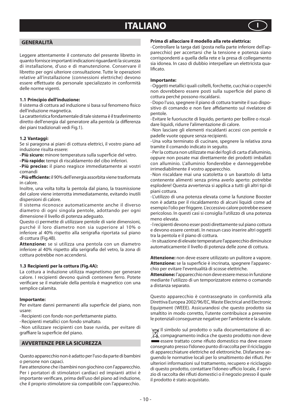 Italiano | KORTING HI3200B User Manual | Page 10 / 72