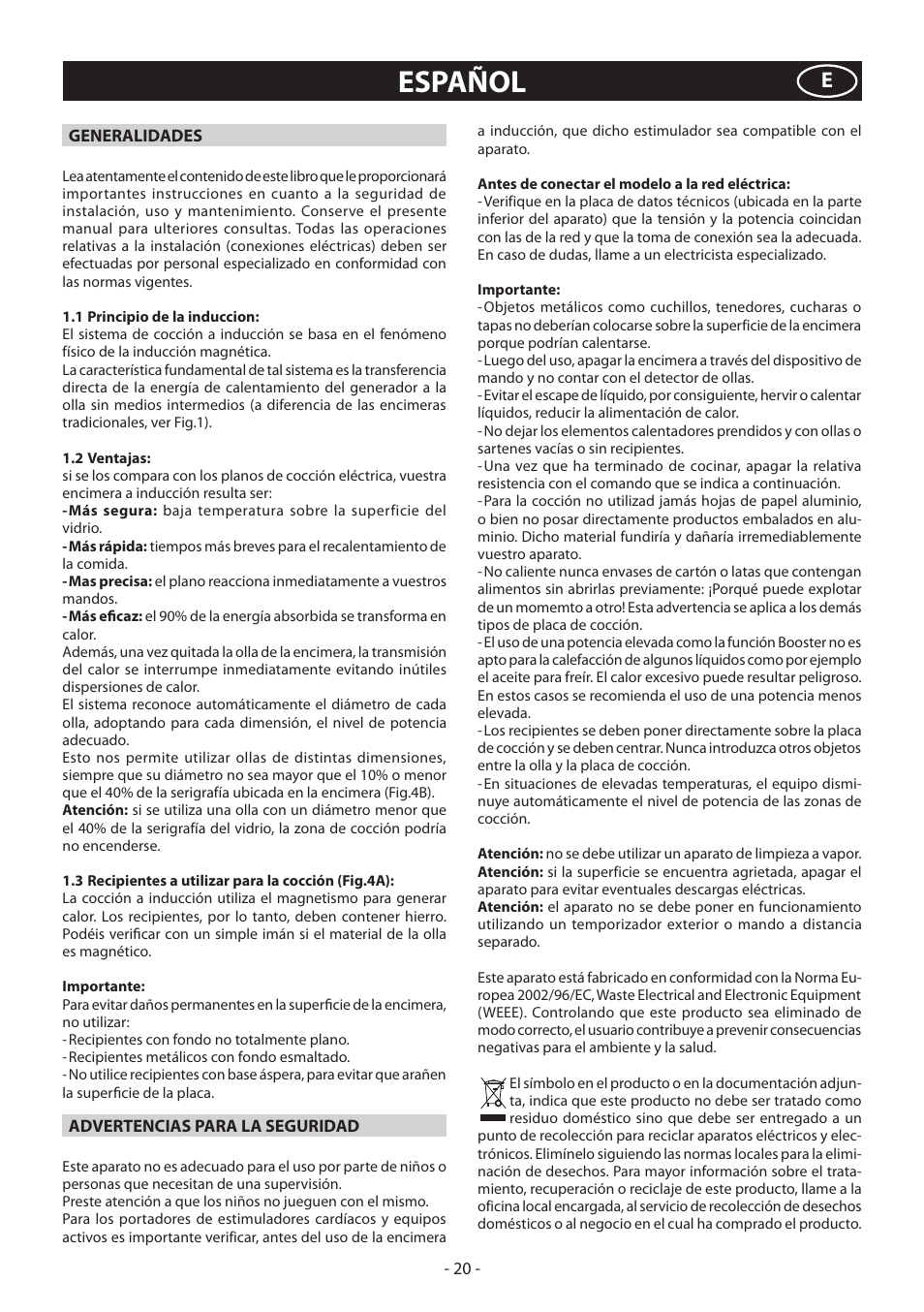Español | KORTING HI3200B User Manual | Page 20 / 72