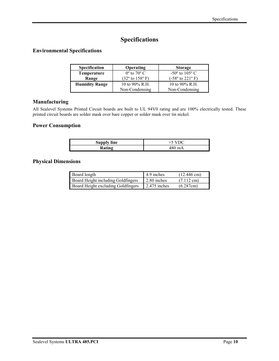 Specifications | Impulse 7105 User Manual | Page 10 / 17