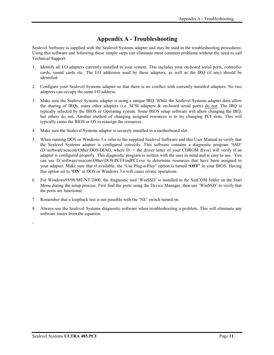 Appendix a - troubleshooting | Impulse 7105 User Manual | Page 11 / 17