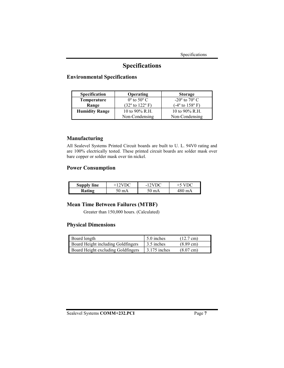 Specifications | Impulse 7202 User Manual | Page 10 / 19