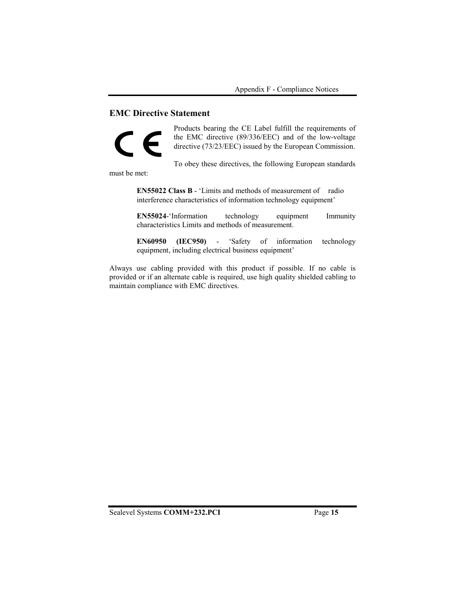 Emc directive statement | Impulse 7202 User Manual | Page 18 / 19