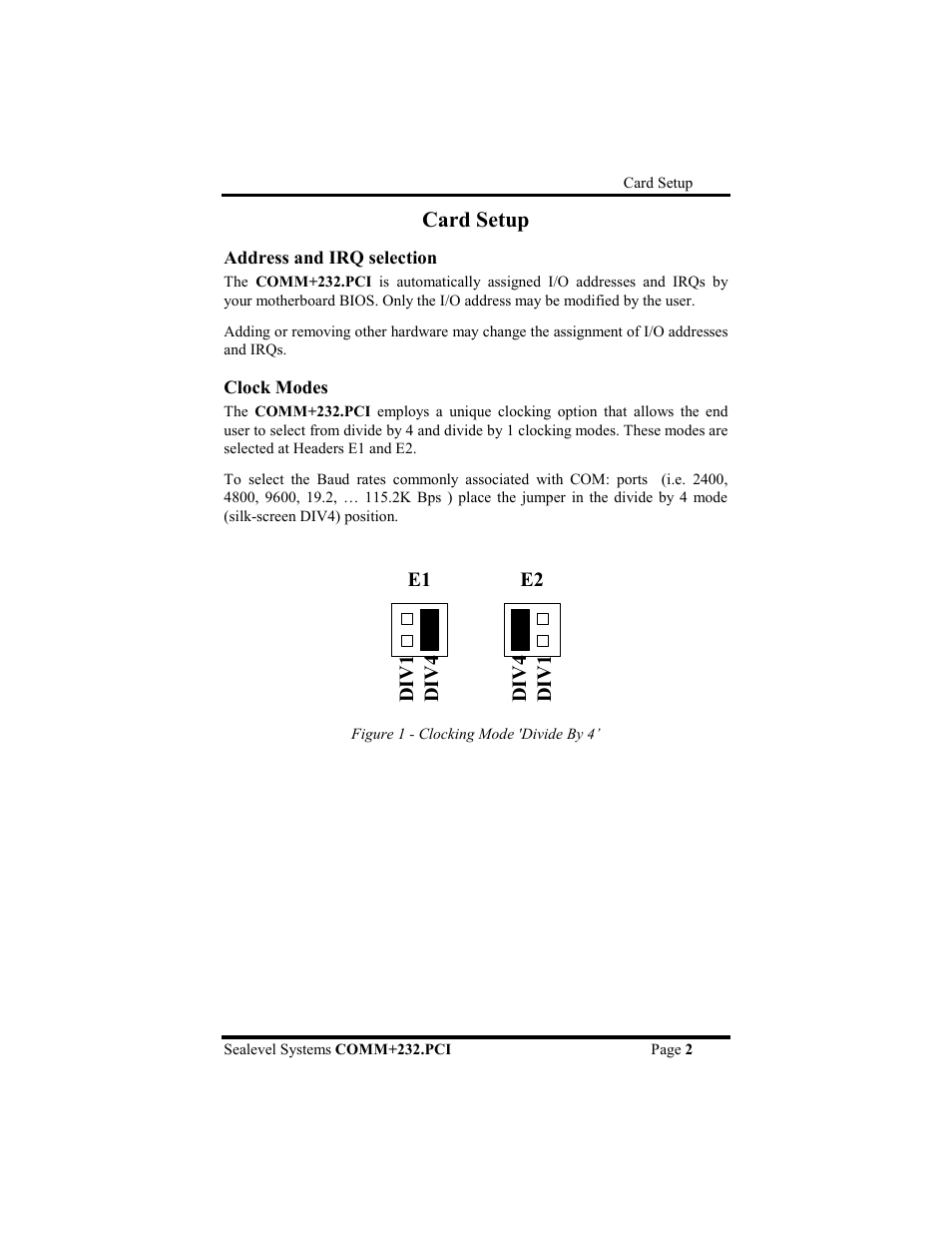 Card setup | Impulse 7202 User Manual | Page 5 / 19