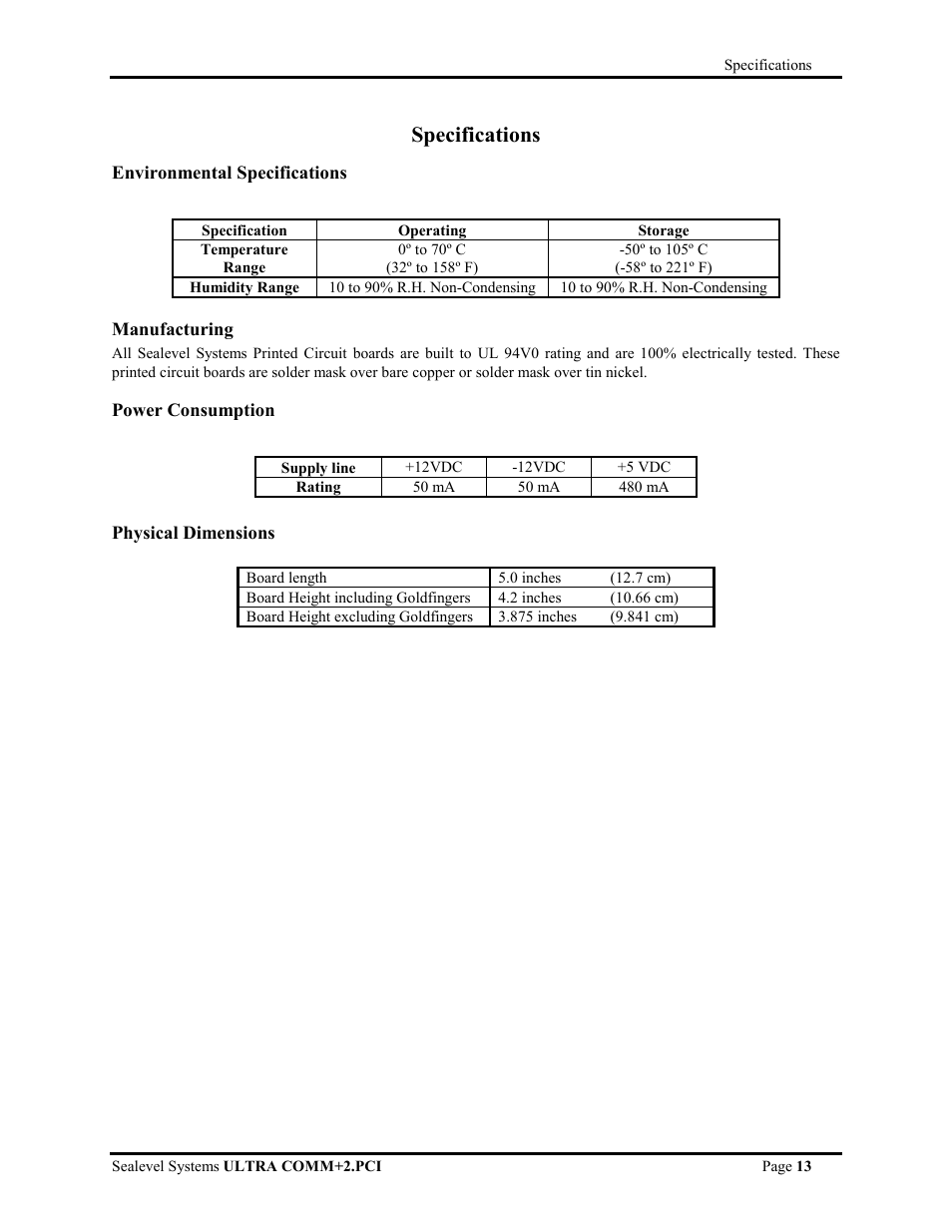 Specifications | Impulse 7201 User Manual | Page 16 / 23