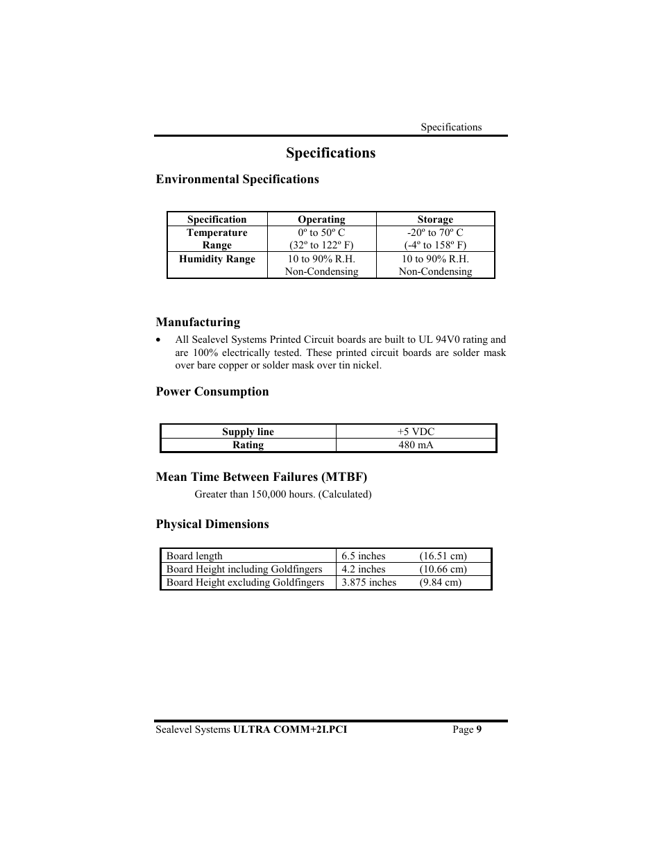 Specifications | Impulse 7203 User Manual | Page 12 / 21