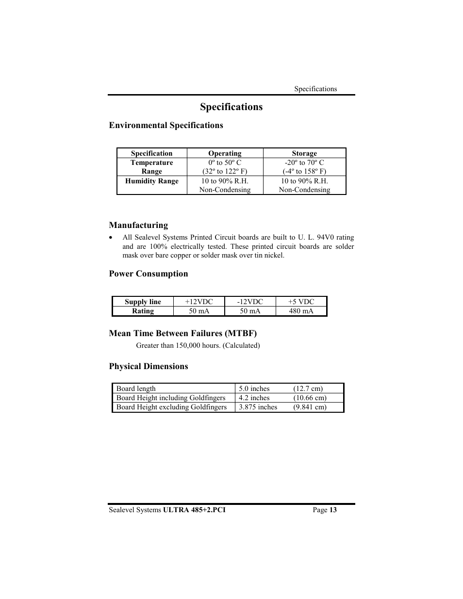 Specifications | Impulse 7204 User Manual | Page 16 / 24