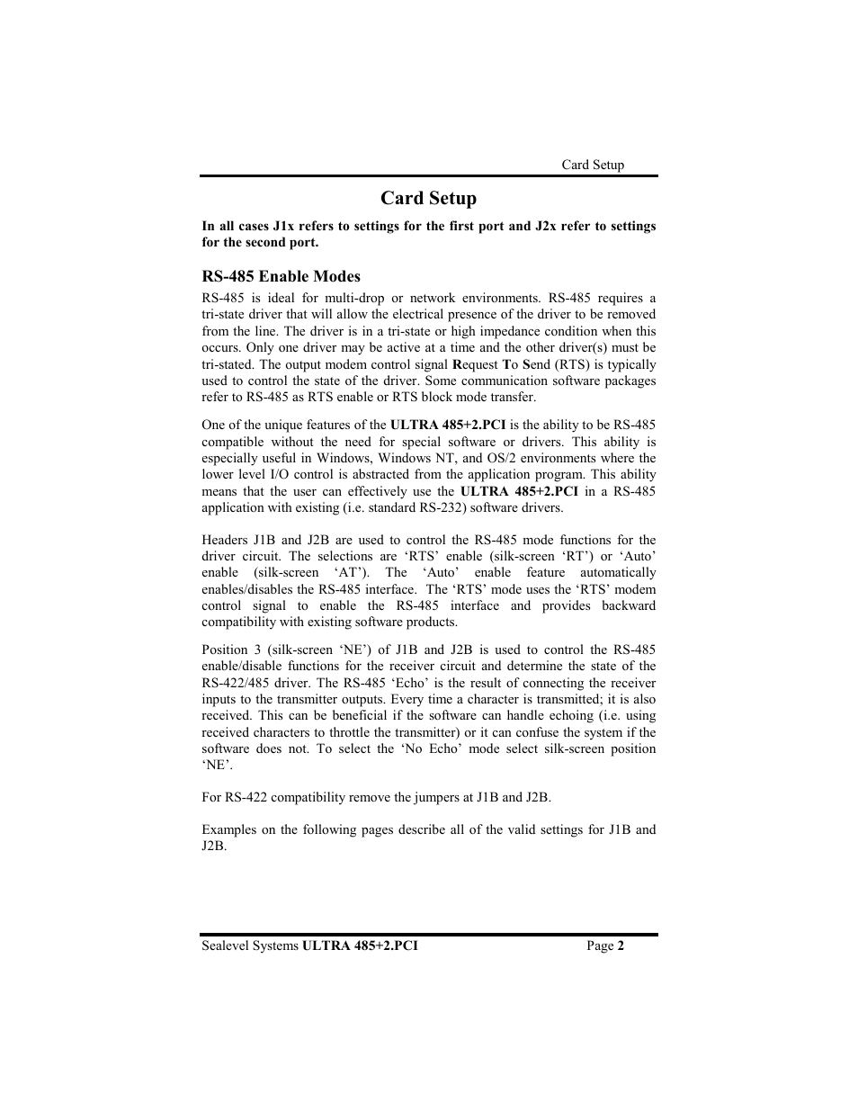 Card setup | Impulse 7204 User Manual | Page 5 / 24