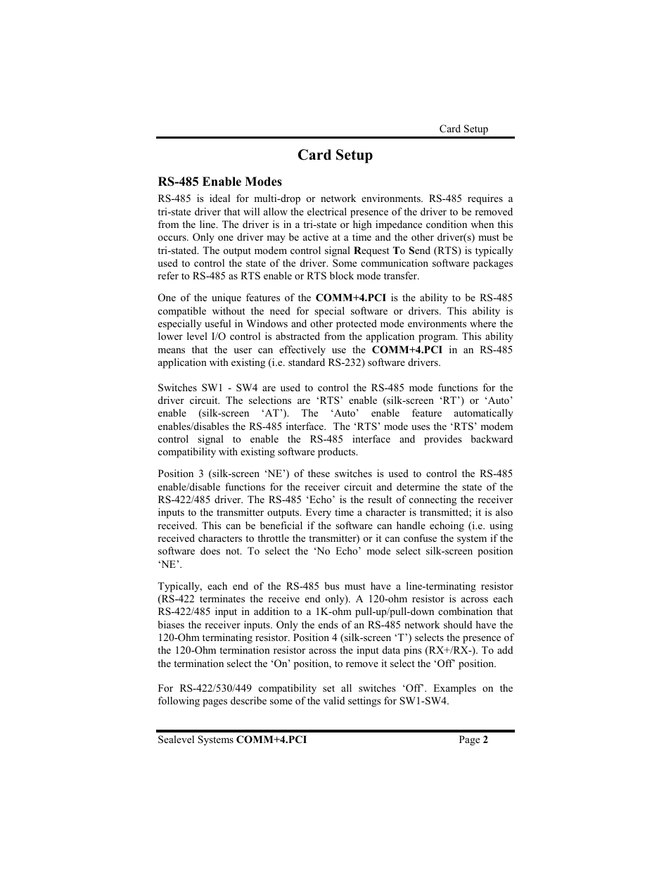 Card setup | Impulse 7404 User Manual | Page 5 / 20
