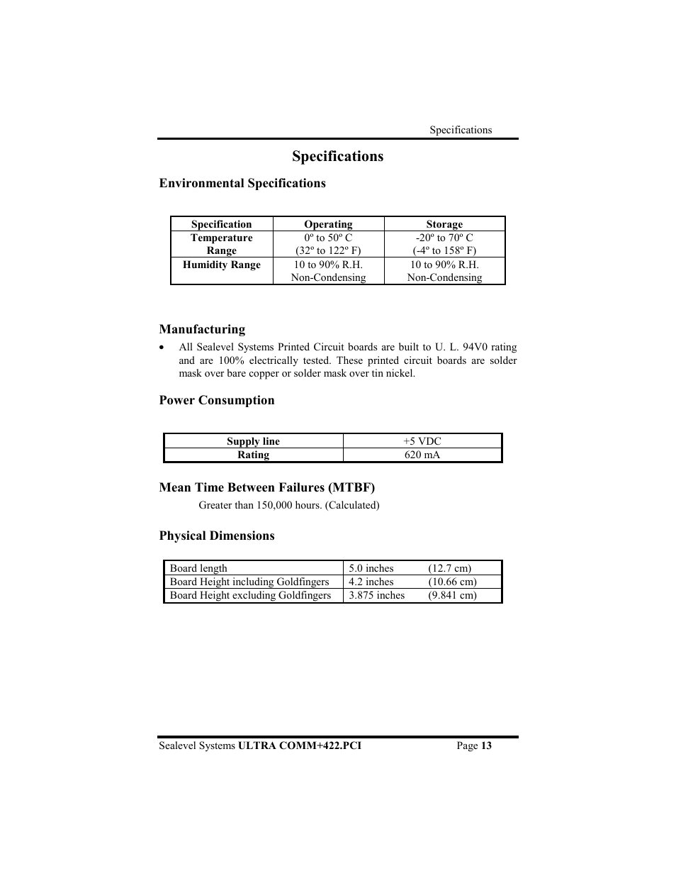 Specifications | Impulse 7402 User Manual | Page 16 / 24