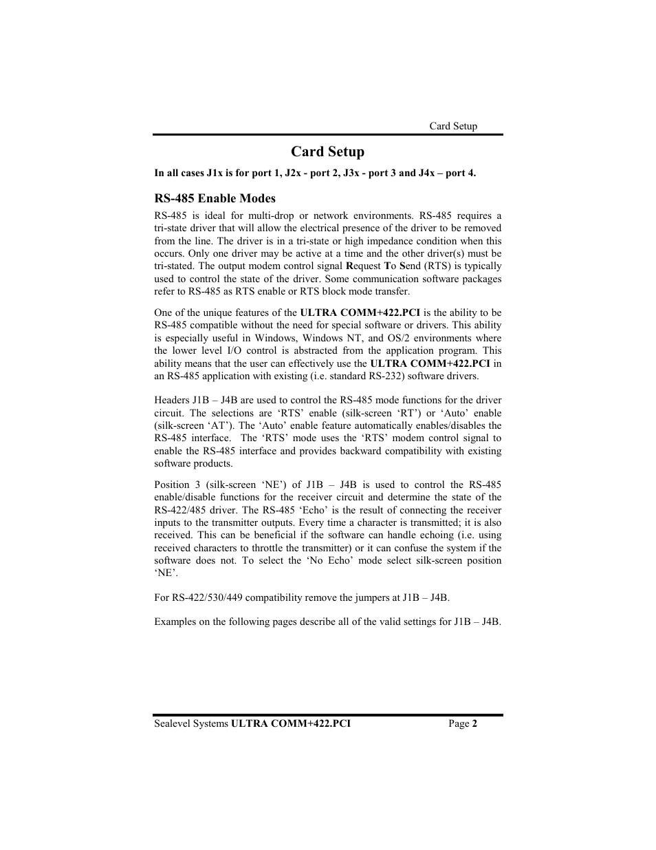 Card setup | Impulse 7402 User Manual | Page 5 / 24