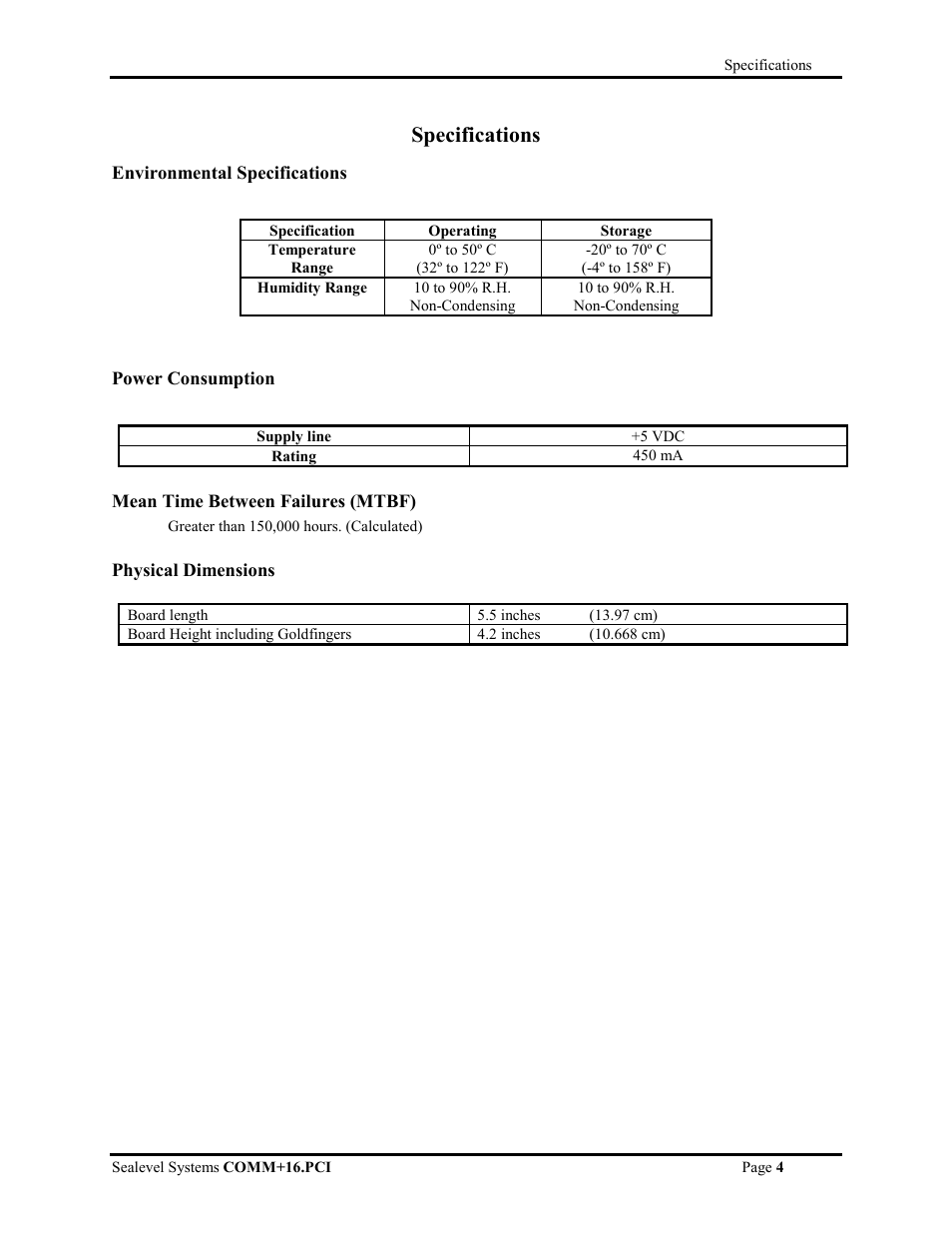 Specifications | Impulse 7161 User Manual | Page 6 / 13