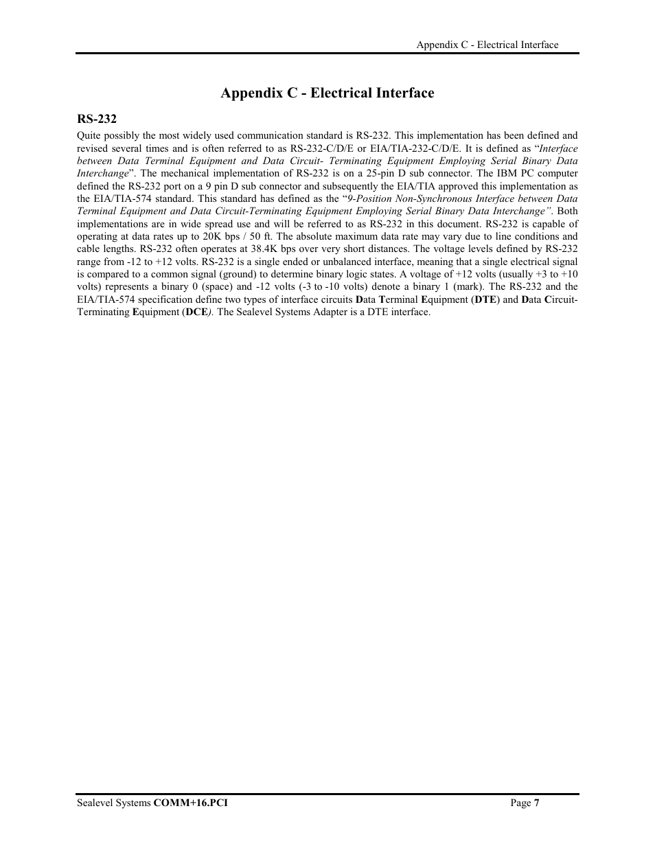 Appendix c - electrical interface, Appendix d - asynchronous communications | Impulse 7161 User Manual | Page 9 / 13