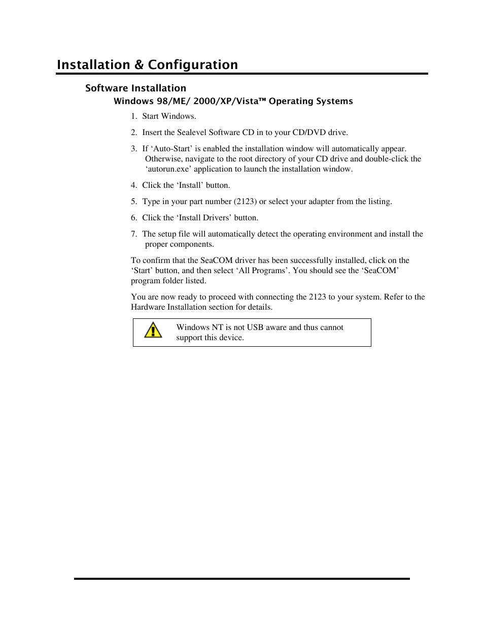 Installation & configuration, Software installation, Oftware | Nstallation | Impulse 2123 User Manual | Page 6 / 25