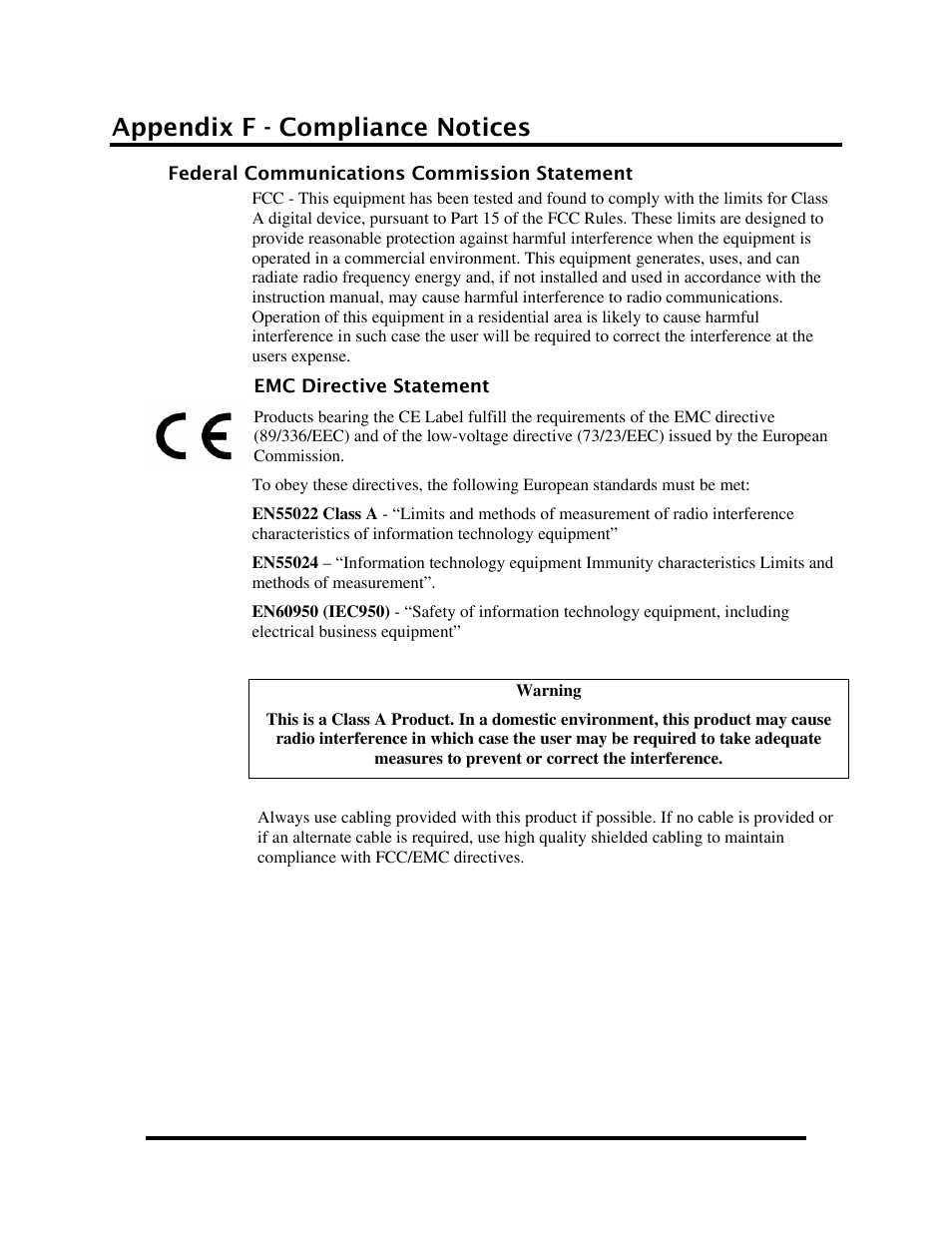 Appendix f - compliance notices, Federal communications commission statement, Ederal | Ommunications, Ommission, Tatement | Impulse 2223-OEM User Manual | Page 24 / 25