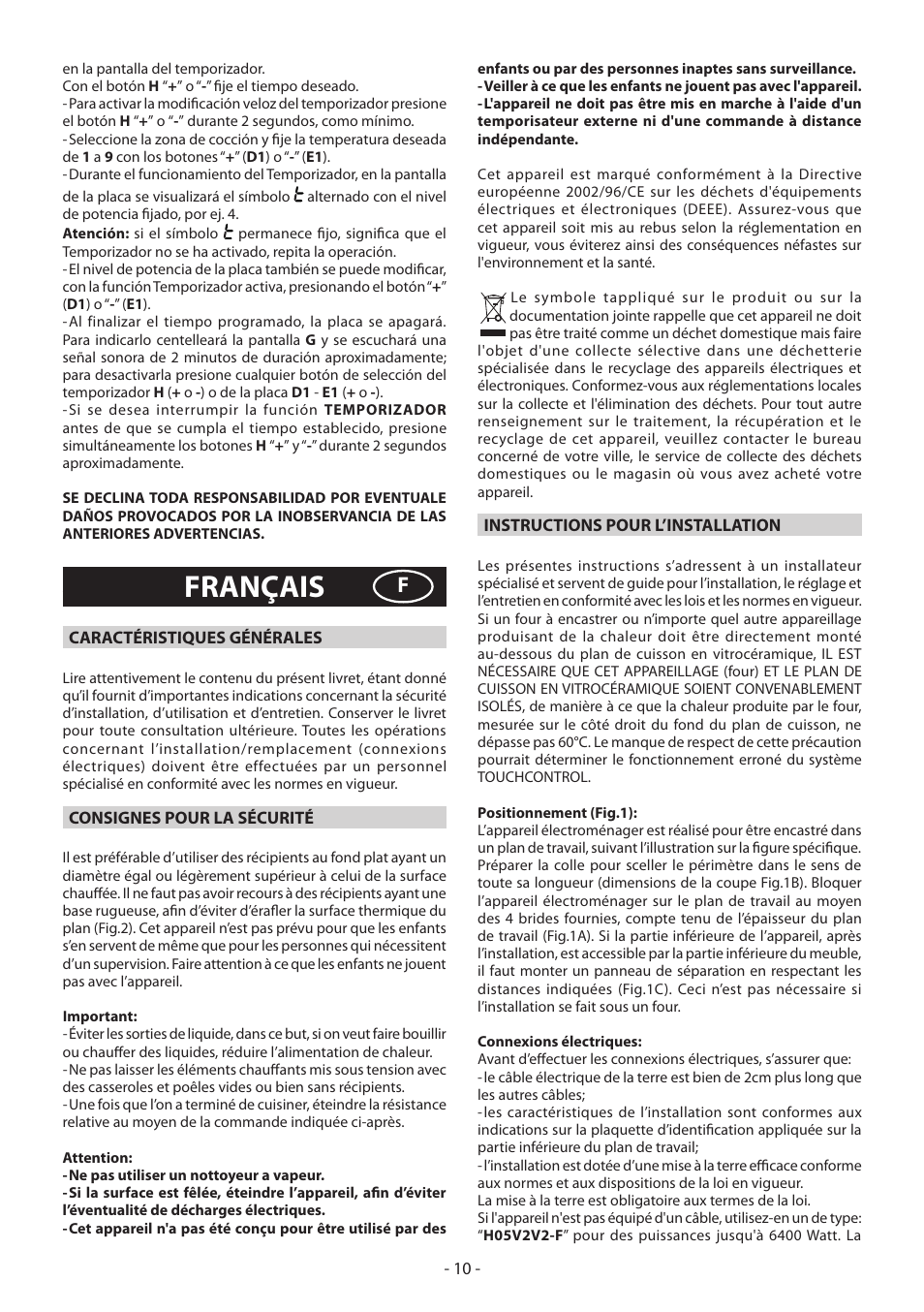 Français | KORTING HK3002B User Manual | Page 10 / 44