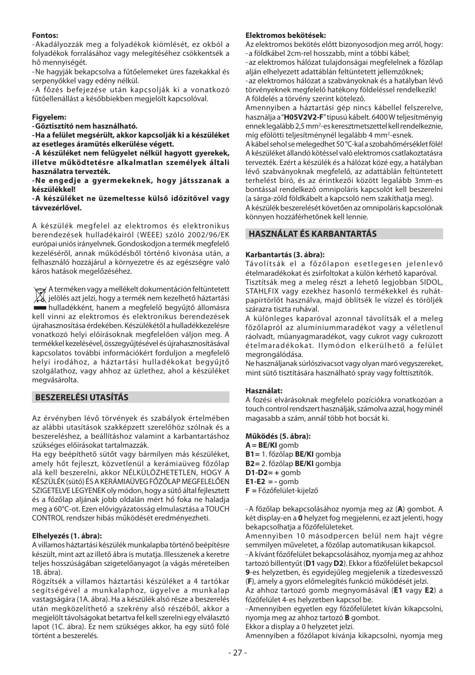 KORTING HK3002B User Manual | Page 27 / 44