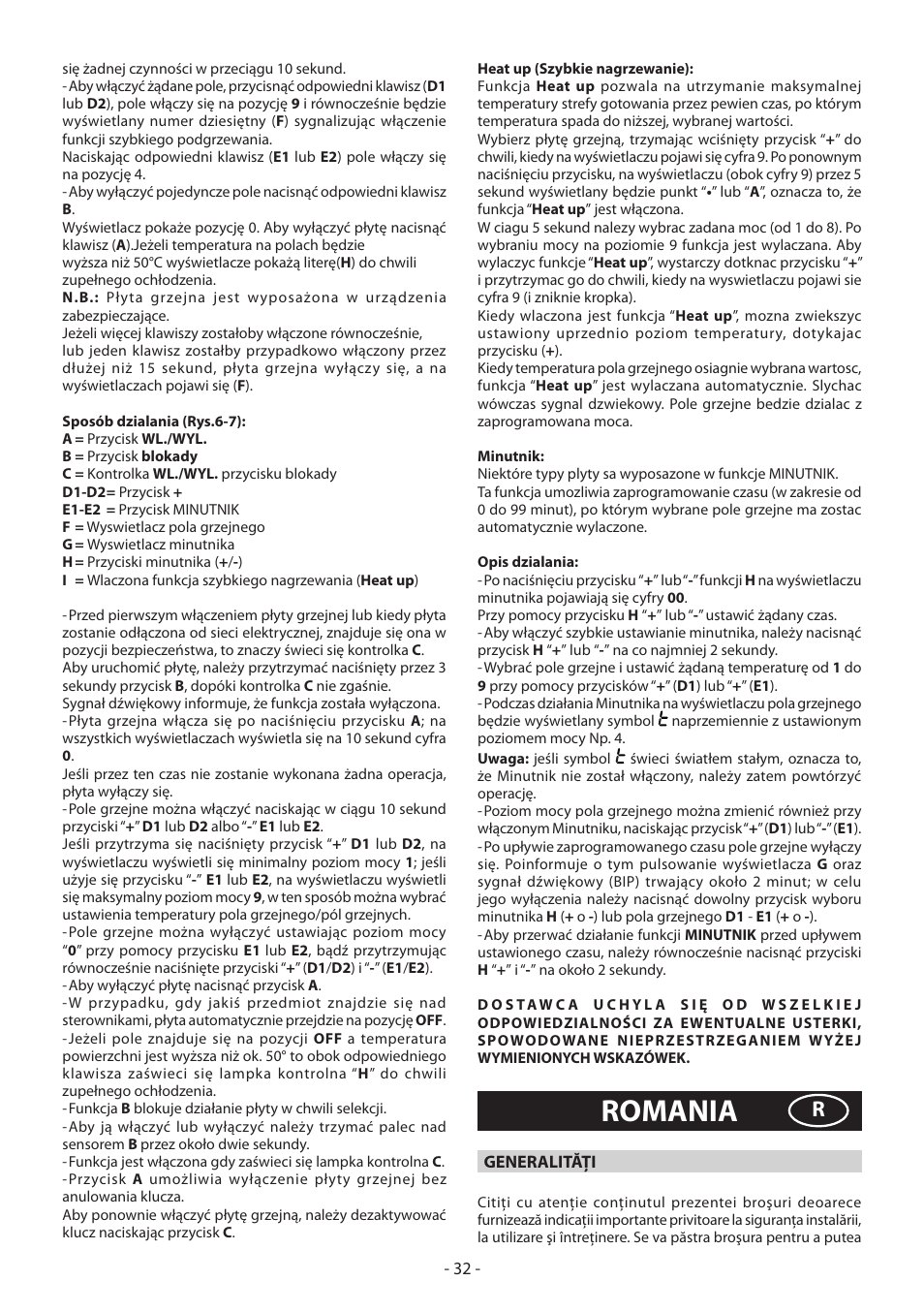 Romania | KORTING HK3002B User Manual | Page 32 / 44