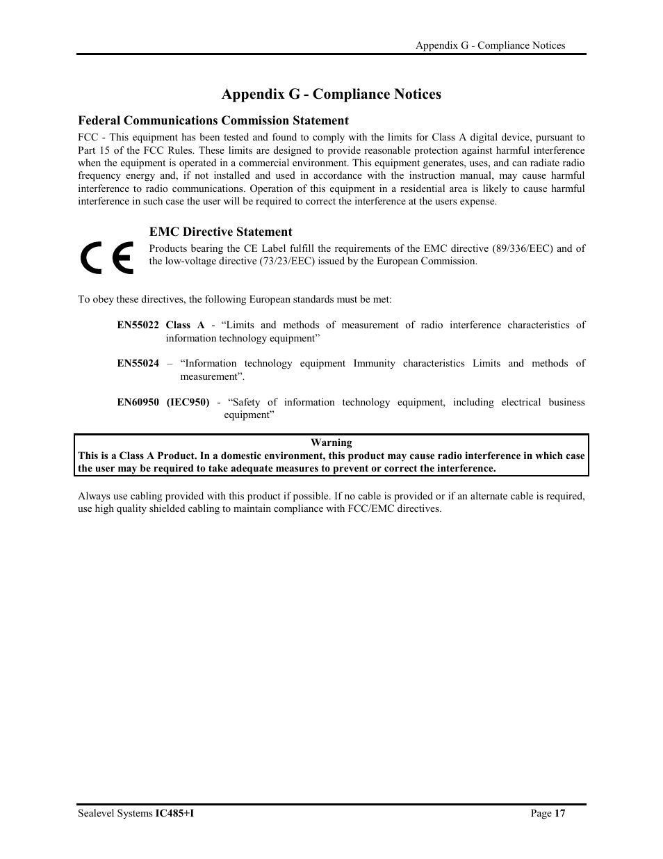 Appendix g - compliance notices | Impulse 1103 User Manual | Page 19 / 20