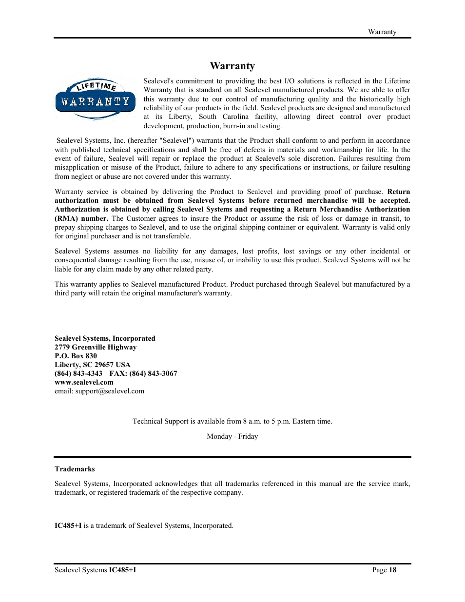 Warranty | Impulse 1103 User Manual | Page 20 / 20