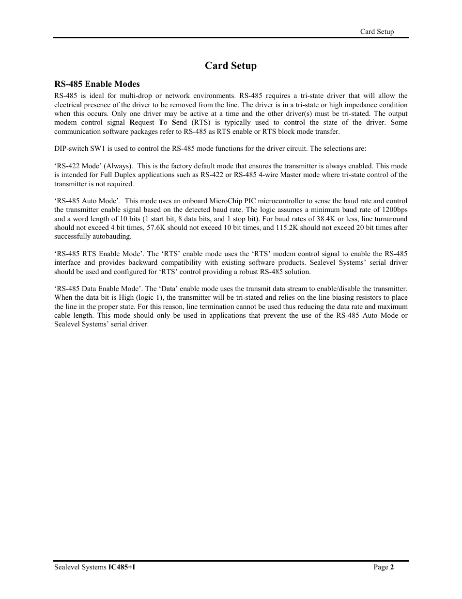 Card setup | Impulse 1103 User Manual | Page 4 / 20