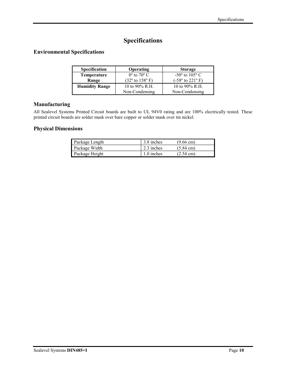 Specifications | Impulse 1105 User Manual | Page 12 / 20